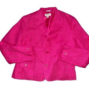 Talbots Womens Pink Irish Linen Blazer sz 8